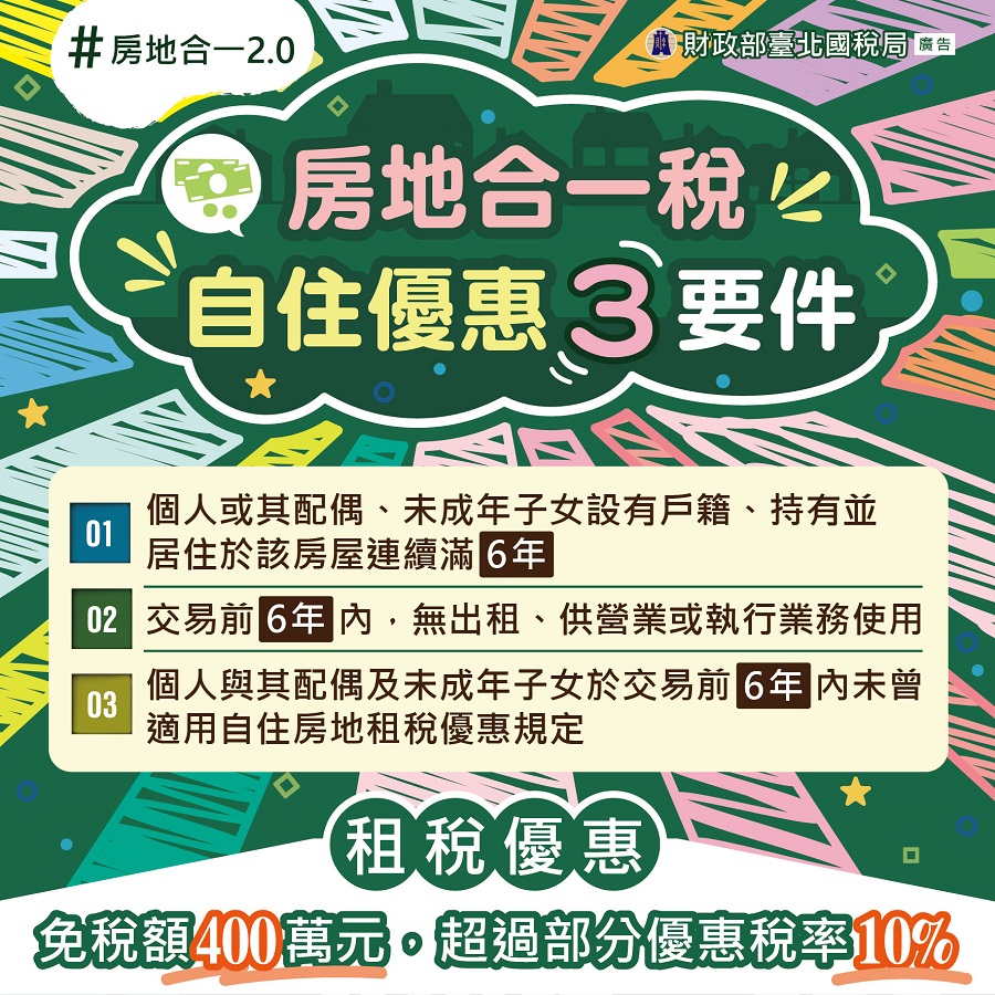 房地合一稅自住優惠3要件文宣大圖