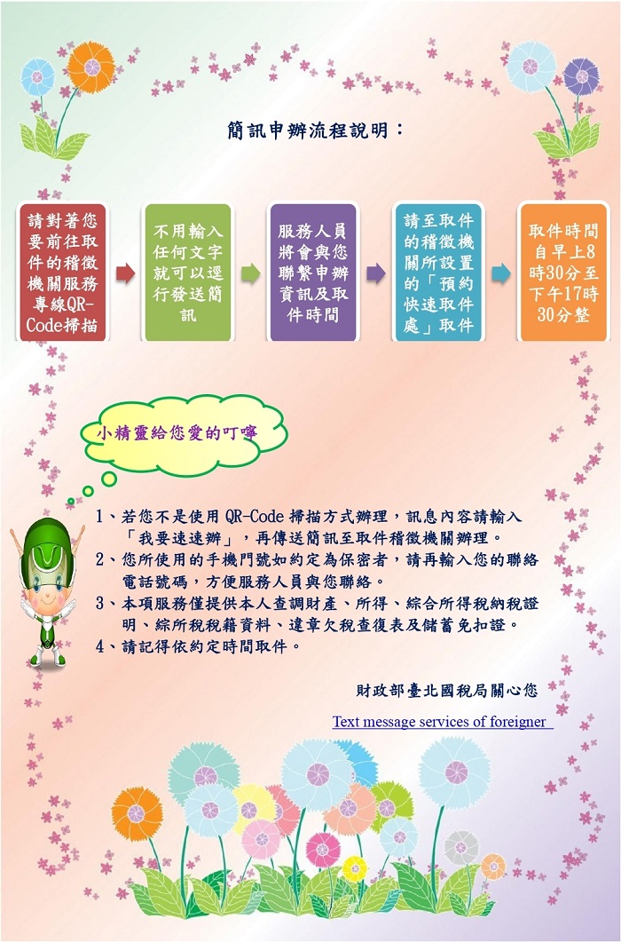 「簡訊申辦 快速取件」申辦流程文宣