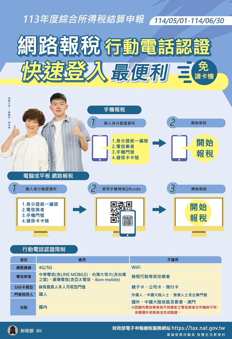 網路報稅行動電話認證 快速登入最便利文宣