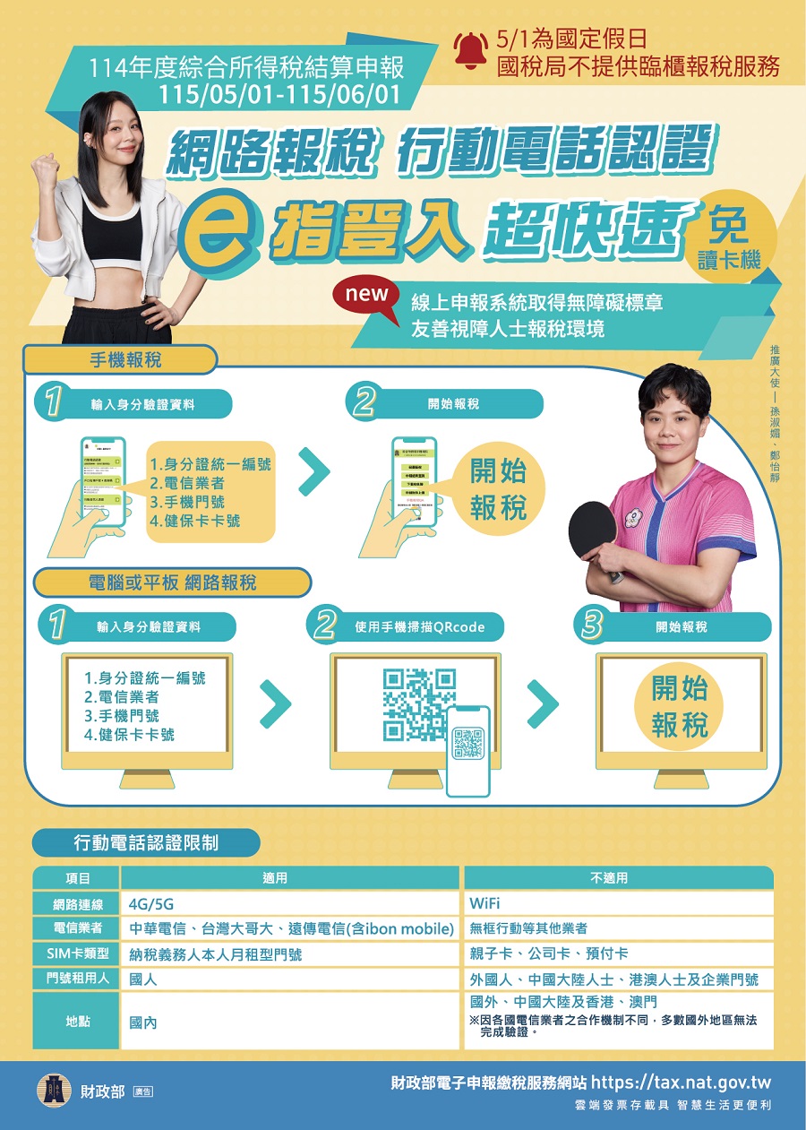 網路報稅行動電話認證 e指登入超快速文宣