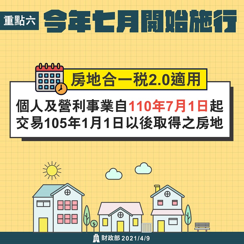 房地合一2.0實施日期為110年7月1日文宣
