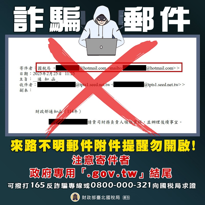 寄件者政府專用「.gov.tw」結尾文宣