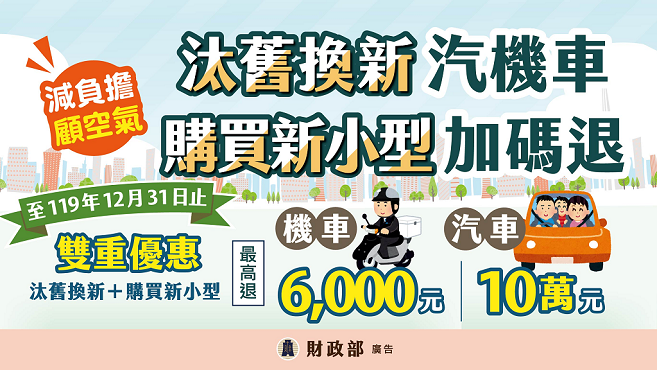 汰舊換新汽機車 購買新小型加碼退圖片